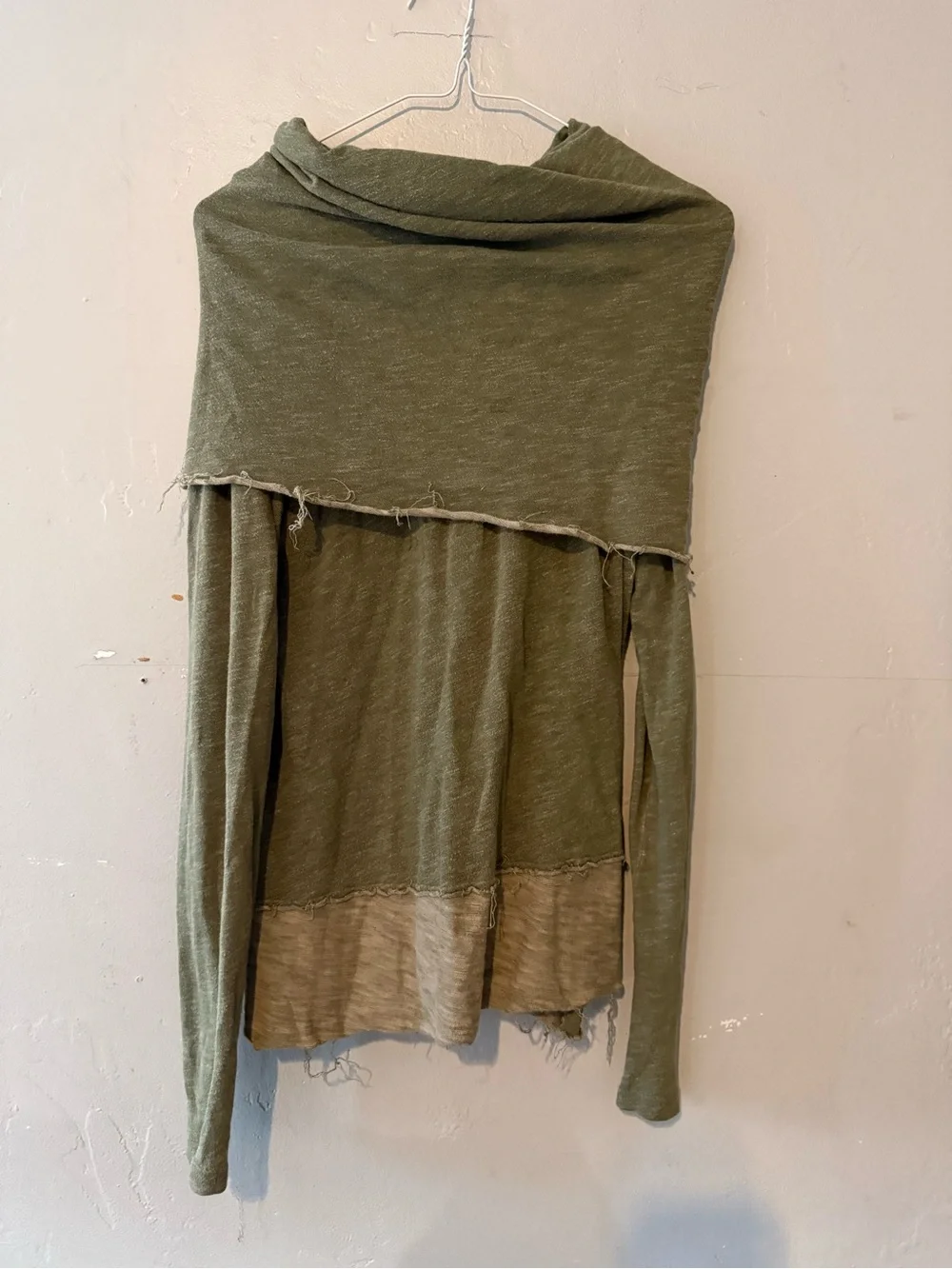 Free People Beach Cocoon Olive Green Cowl Neck Sweater